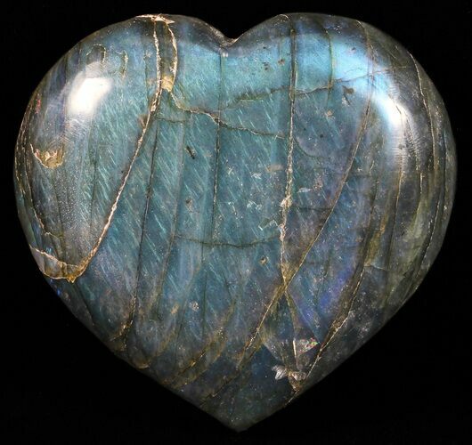 Flashy Polished Labradorite Heart - Brilliant Blue! #58889